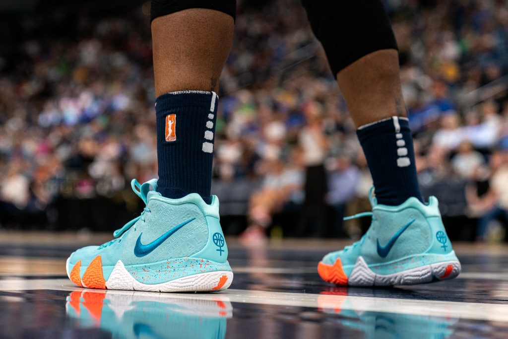 Close-up of Rebekkah Brunson's sneakers in the Lynx vs Sparks game at Target Center on July 8, 2014. The Lynx won the game 83-72 & Brunson set the all time WNBA rebound record. Photo by Lorie Shaull.
Please attribute to Lorie Shaull if used elsewhere.